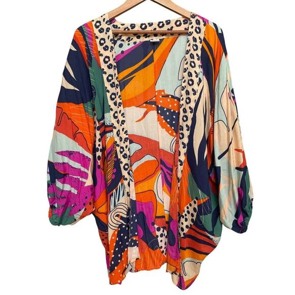 Anna & Ava Kimono Duster OS | Colorful Abstract Print, Brooke Webb Collab, EUC - Picture 2 of 4